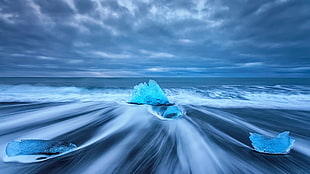 time-lapse photo of blue crystals, photography, long exposure, nature, landscape HD wallpaper