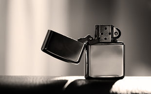 silver flip lighter, photography, monochrome, macro, lighter HD wallpaper