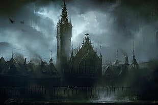 castle under white clouds wallpaper, fantasy art, Darek Zabrocki , fantasy city