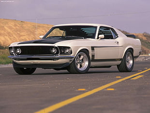 white coupe, car, muscle cars, white, Ford Mustang HD wallpaper