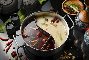 soup with vegetables, food, soup, Hot Pot HD wallpaper