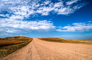 rough road under cloudy day HD wallpaper