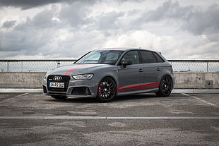 gray and red Audi A-series 5-door hatchback wallpaper