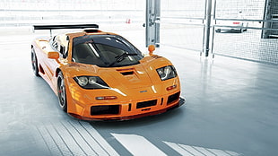 orange sports car, car, McLaren F1 GTR HD wallpaper