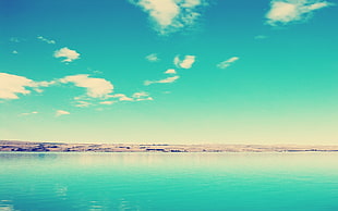 blue sky, coast, sky, water, clouds