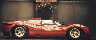 red coupe, Ferrari, Vintage car HD wallpaper