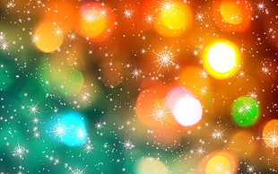 orange and green light abstract wallpaper, stars, lights, bokeh, colorful HD wallpaper