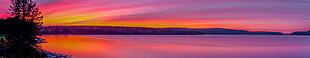 view of mountains during sunset, lake, sunset, quabbin, panorama HD wallpaper