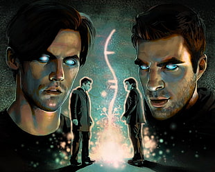 two men sketch characters, hero, Gabriel Gray, Zachary Quinto, Peter Petrelli HD wallpaper
