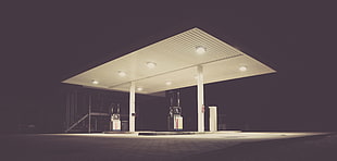white an black gasoline station, urban, gas stations