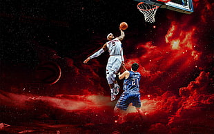 photo of man trying to dunk HD wallpaper