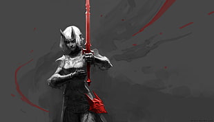 black and red compound bow, artwork, fantasy art HD wallpaper