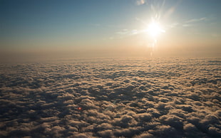 white clouds, sunlight, sky, clouds