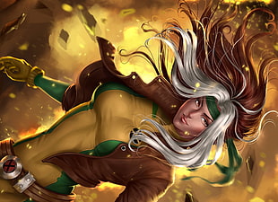 female character wearing brown jacket digital wallpaper, artwork, X-Men, Rogue, Rogue (X-men) HD wallpaper