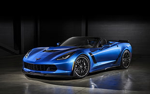 blue and black Chevrolet Corvette C7 convertible coupe, 2015 Chevrolet Corvette Z06, car, Convertible HD wallpaper