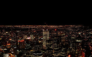 aerial photo of city skyline at nighttime HD wallpaper