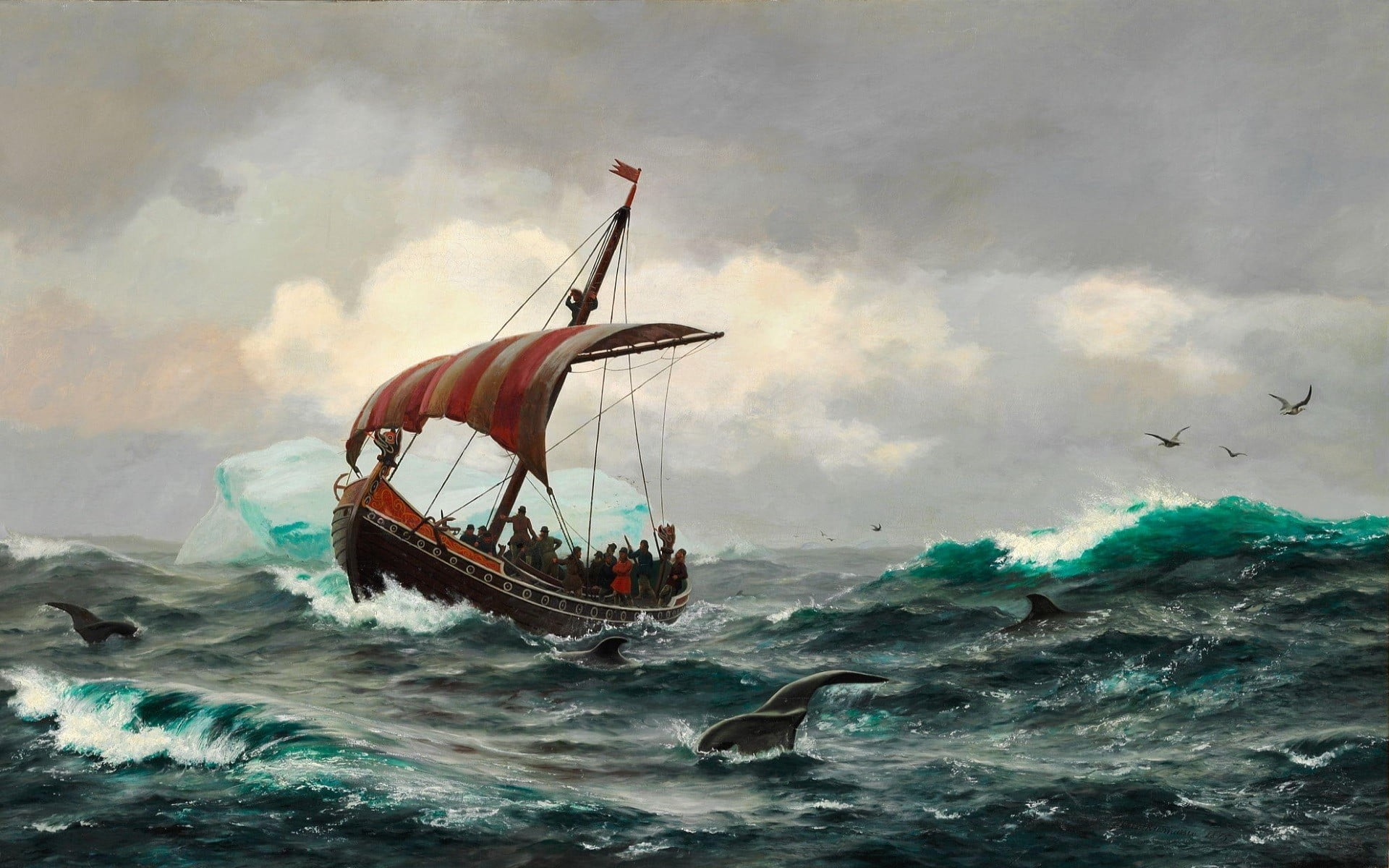1600x900 Resolution Galleon Ship Painting Vikings Ship Longships