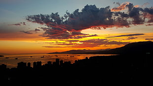 buildings and mountain silhouette photo, mountains, city, Vancouver, British Columbia