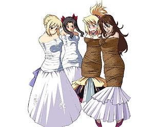 four women anime characters HD wallpaper