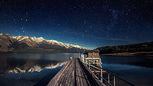 brown wooden house, pier