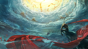 red and black inflatable boat, red, comic art, Monkey King, Monkey King: Hero is Back