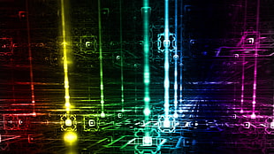 electronic hologram digital wallpaper, colorful, abstract, grid