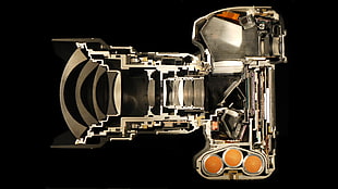 brown and black DSLR camera illustration, camera, cutaway HD wallpaper