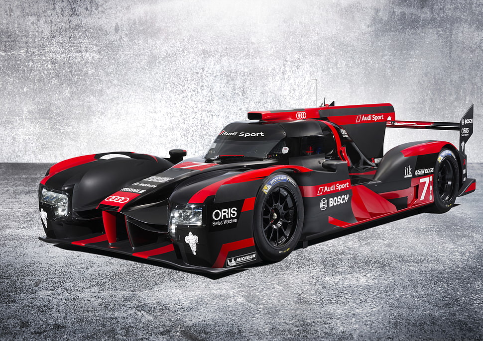 black and red race car HD wallpaper