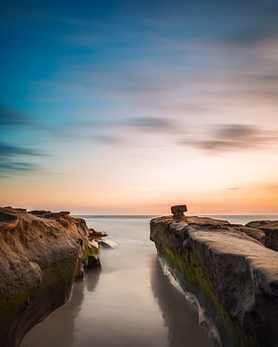 brown and white rock formation, la jolla HD wallpaper