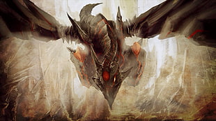 brown Dragon wallpaper, Yu-Gi-Oh, Red-Eyes Black Dragon, dragon, cave HD wallpaper