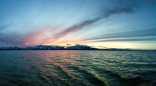 calm body of water during golden hour, lake tahoe HD wallpaper