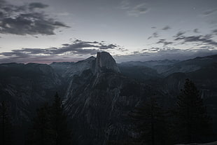 mountain, Yosemite Valley, USA, clouds, sunset