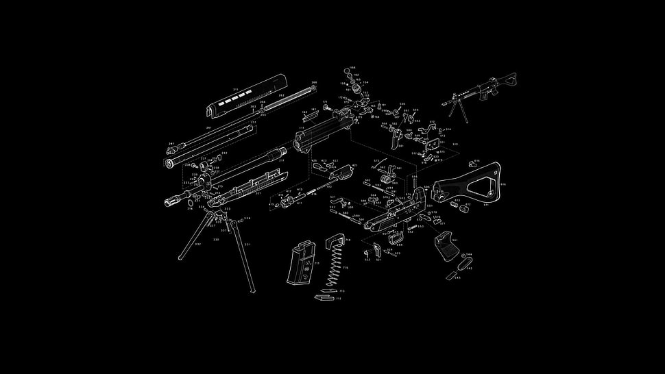 disassembled assault rifle illustration, gun, Exploded-view diagram, SIG SG 550, SIG HD wallpaper