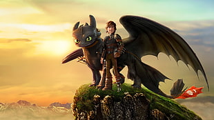 two how to teach your dragon characters, How to Train Your Dragon, How to Train Your Dragon 2, dragon, Toothless HD wallpaper