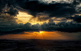 cloudy sky during orange sunset, sky, clouds, sunset, sunlight