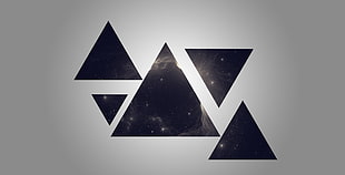 triangular black decor, triangle, space, geometry, galaxy