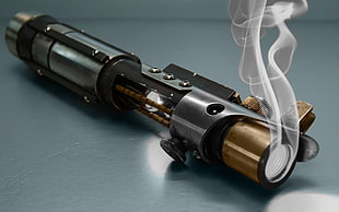 black and grey pistol part with smoke HD wallpaper