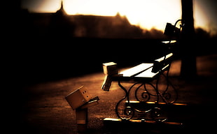 black bench, Danbo HD wallpaper