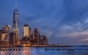 body of water, New York City, Battery Park City, Hudson River, architecture HD wallpaper