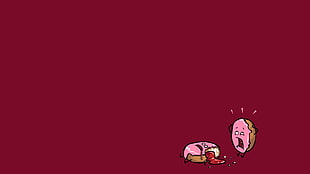 bitten and surprised donut illustration, humor, donut, simple background, simple HD wallpaper