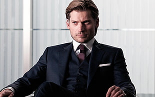 man wearing black formal suit with brown necktie HD wallpaper