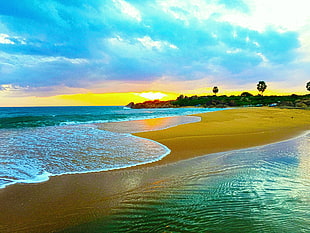 brown sand, Sri Lanka, nature, beach, waves HD wallpaper
