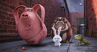 white bunny movie still screenshot, The Life of Pets (Movie), CGI, rabbits, pigs HD wallpaper
