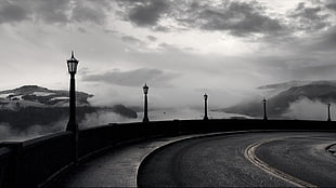 asphalt road, photography, landscape, water, sea