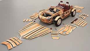 brown car with parts