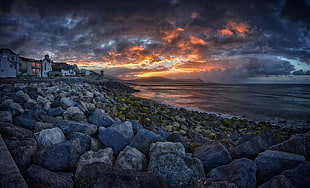 gray rocks, nature, landscape, coast, sea