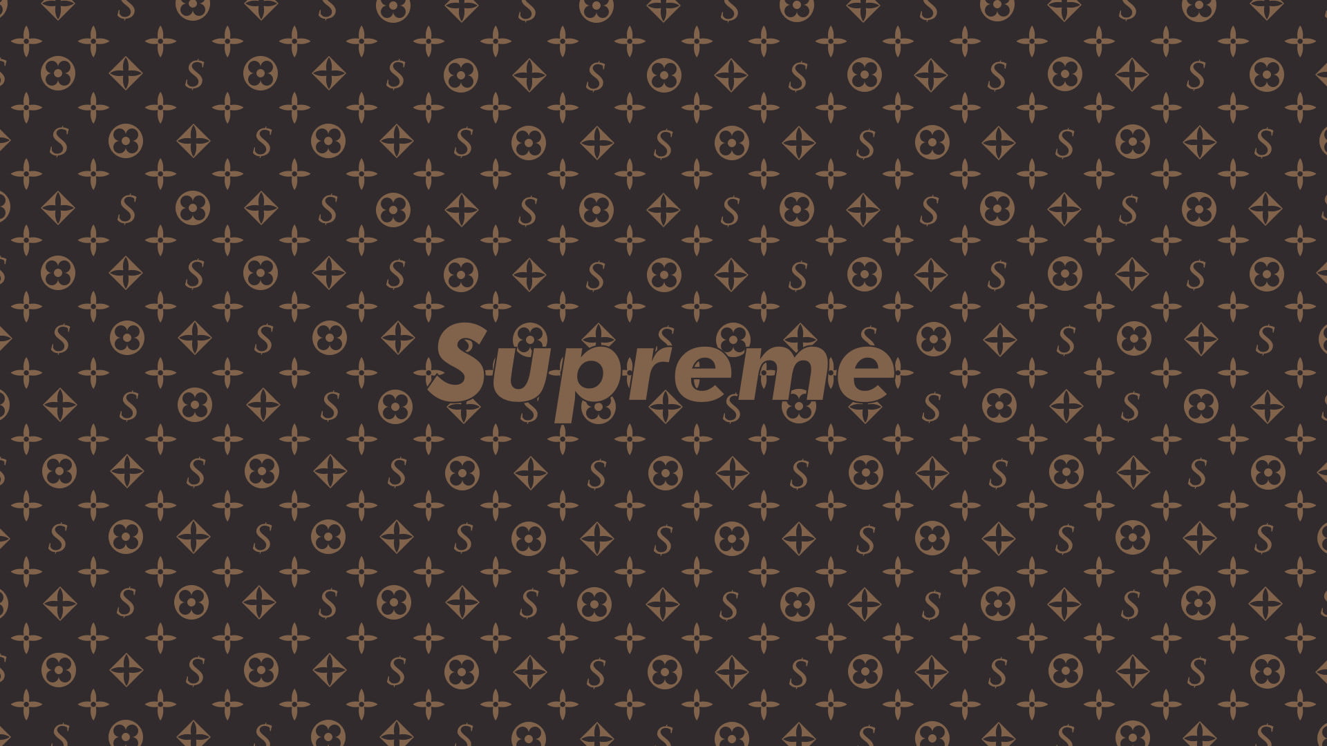 monogrammed brown Supreme digital wallpaper, Louis Vuitton, supreme