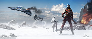 two man standing on snowfield game wallpaper, Star Wars HD wallpaper