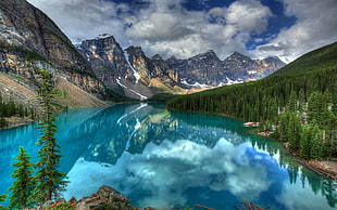 brown mountain, nature, HDR, landscape, lake