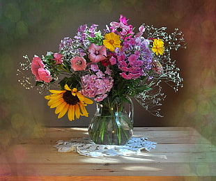 selective focus photography of assorted flower arrangement HD wallpaper